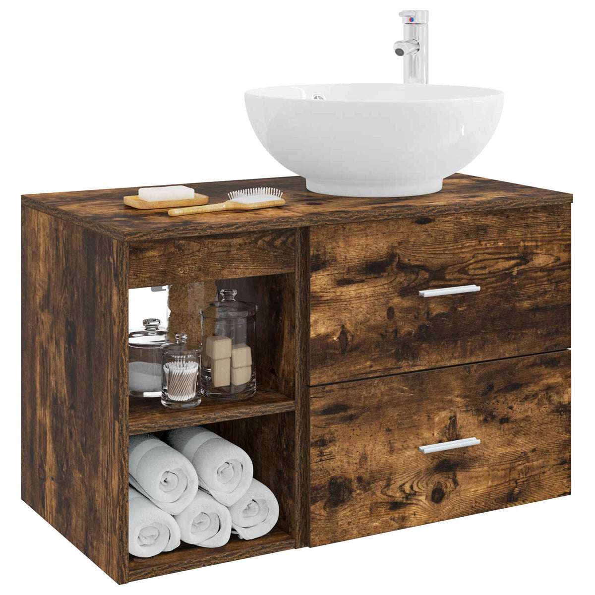Bathroom Cabinet Set 2 pcs 79.5 x 44.5 x 80 cm Smoked oak