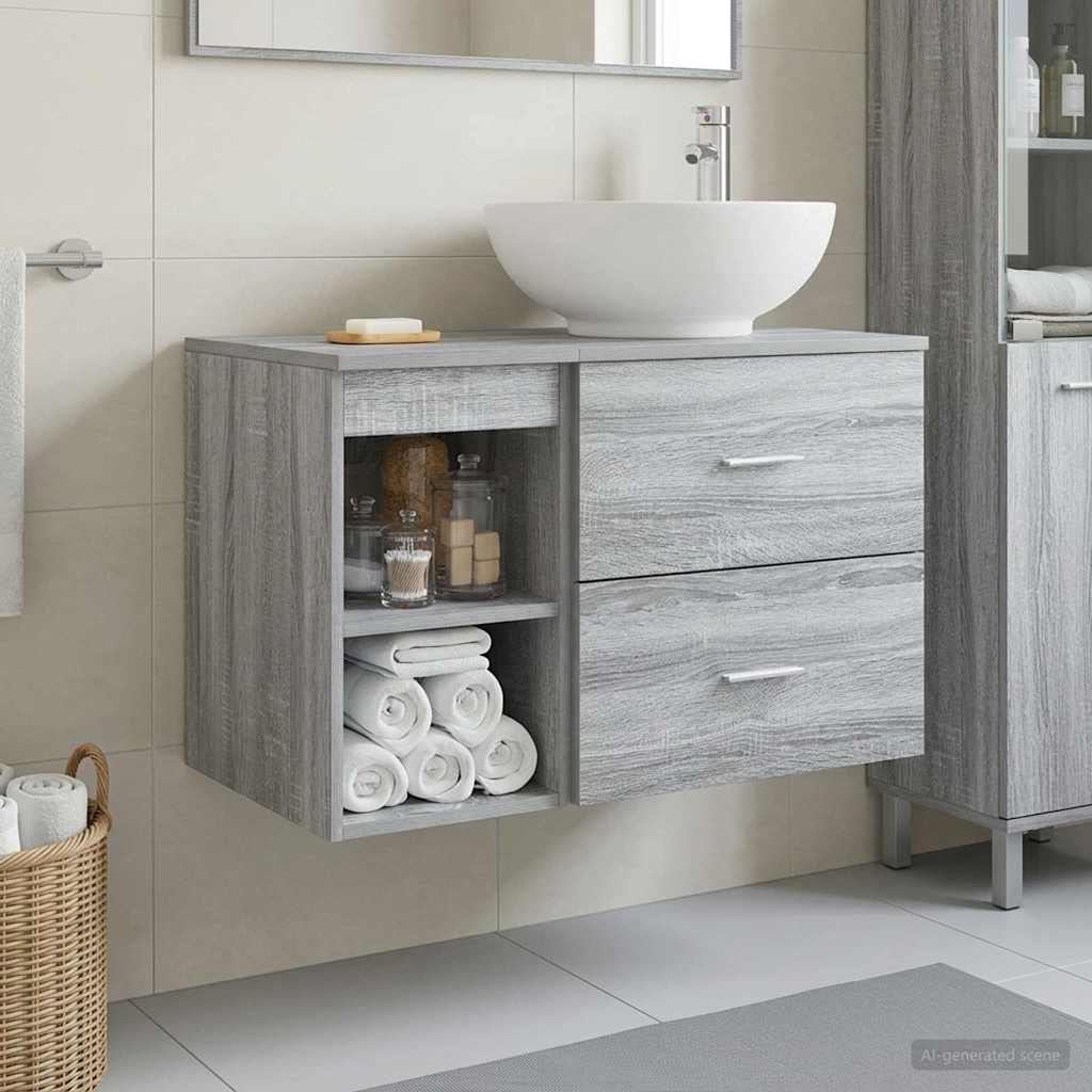 vidaXL Bathroom Furniture Set 2 pcs Grey Sonoma Engineered Wood 1