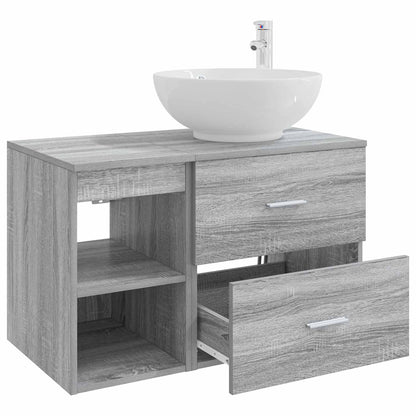 vidaXL Bathroom Furniture Set 2 pcs Grey Sonoma Engineered Wood 4