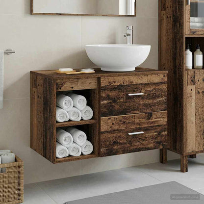 vidaXL Bathroom Furniture Set 2 pcs Old Wood Engineered Wood 1