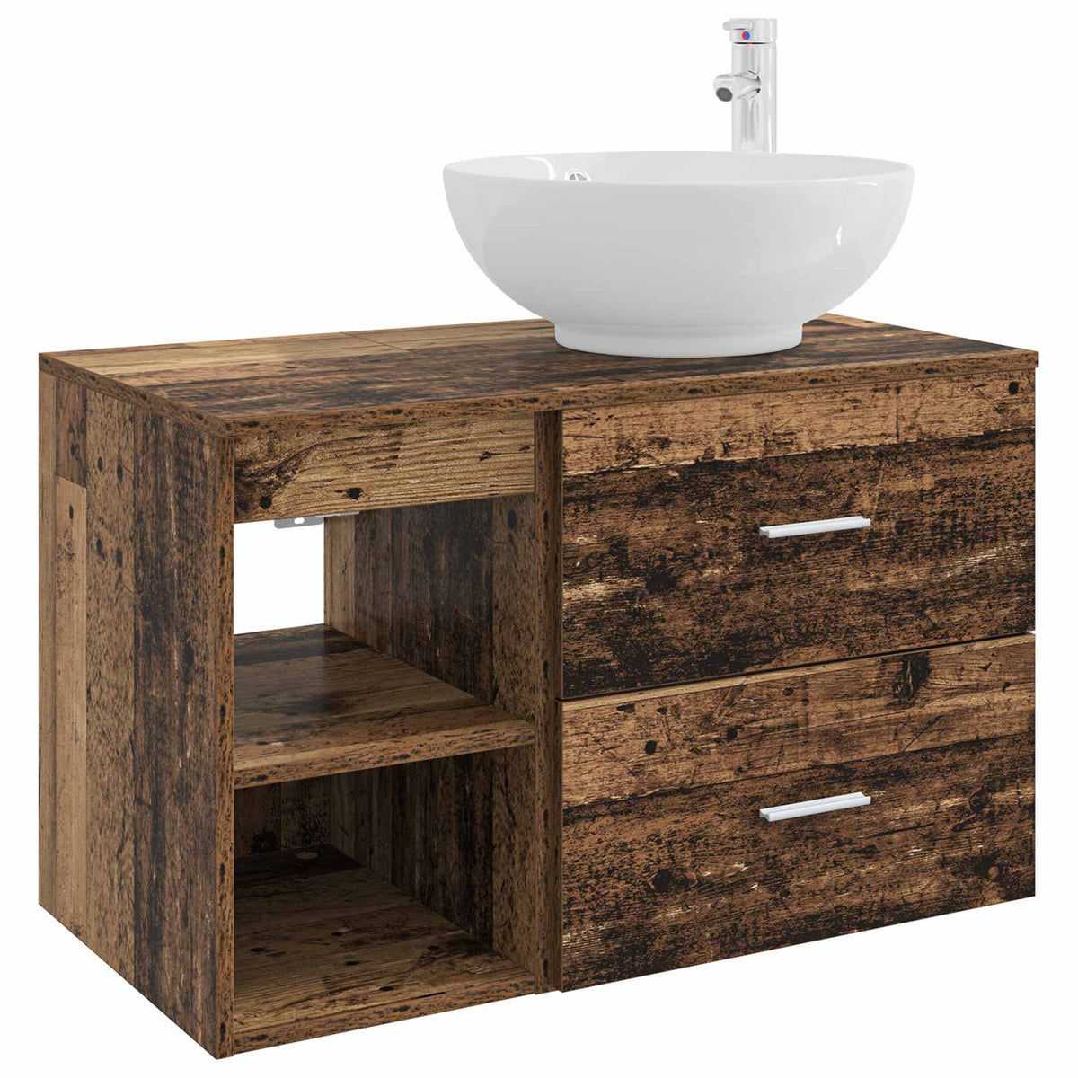 vidaXL Bathroom Furniture Set 2 pcs Old Wood Engineered Wood 2