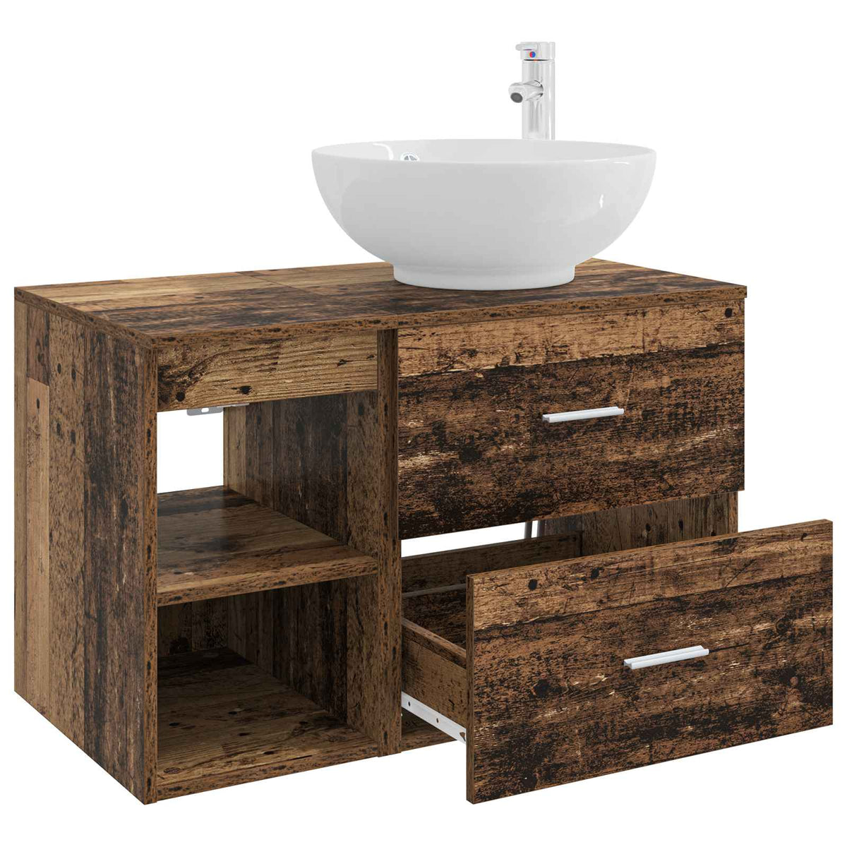 vidaXL Bathroom Furniture Set 2 pcs Old Wood Engineered Wood 4