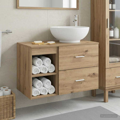 Bathroom Cabinet Set 2 pcs 79.5 x 44.5 x 80 cm Artisan oak