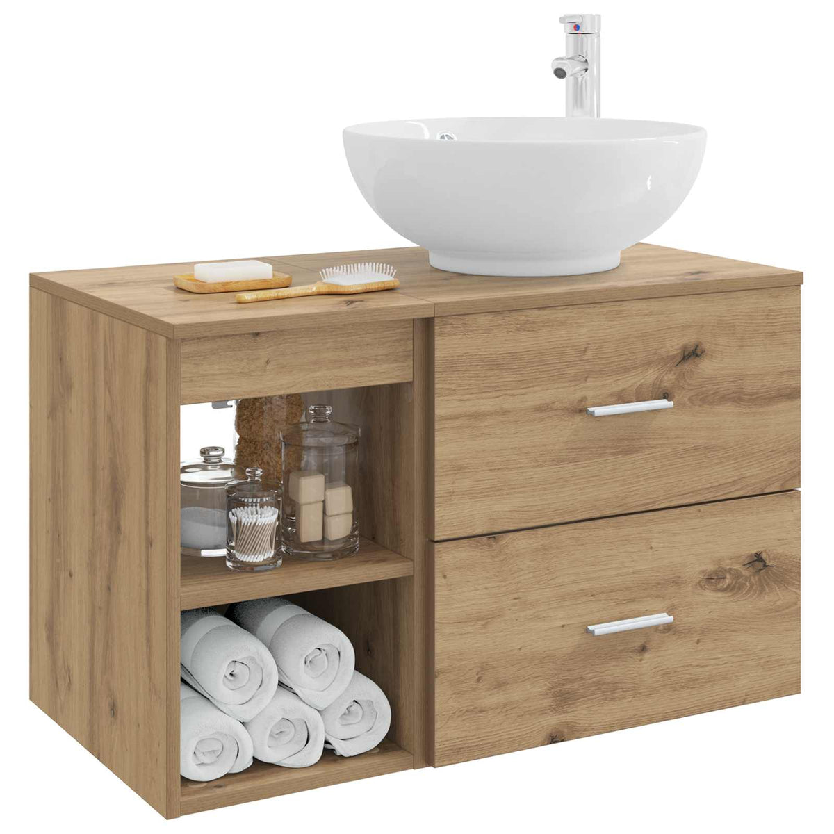 Bathroom Cabinet Set 2 pcs 79.5 x 44.5 x 80 cm Artisan oak
