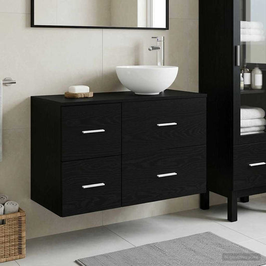 vidaXL Bathroom Furniture Set 2 pcs Black Oak Engineered Wood 1