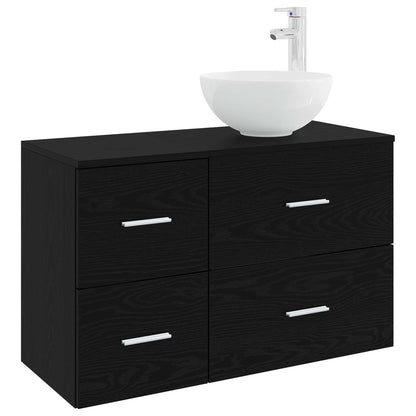 vidaXL Bathroom Furniture Set 2 pcs Black Oak Engineered Wood 2