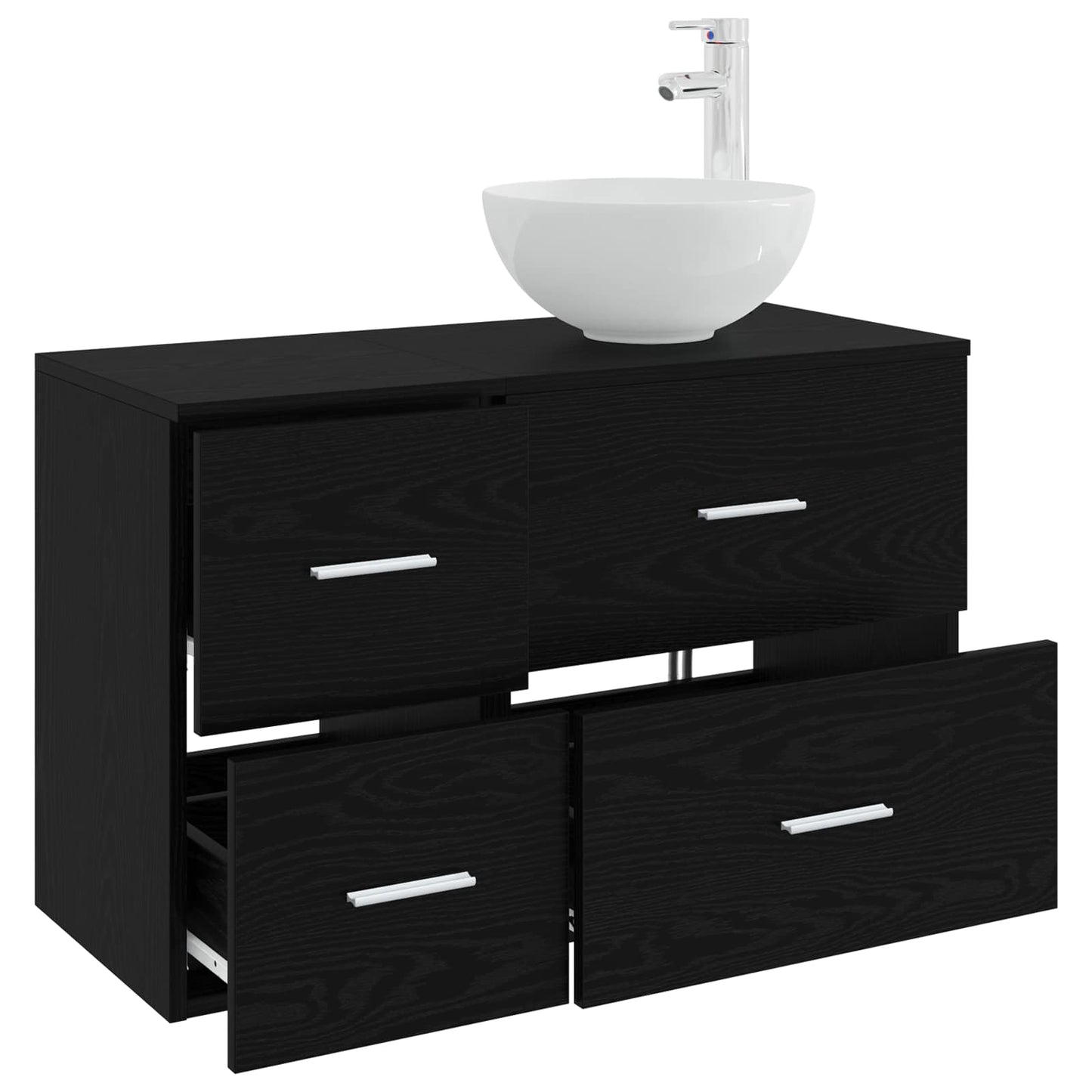 vidaXL Bathroom Furniture Set 2 pcs Black Oak Engineered Wood 3
