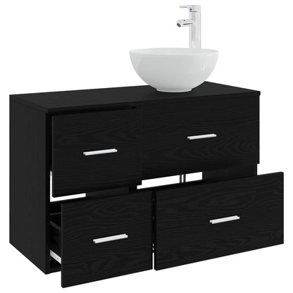 vidaXL Bathroom Furniture Set 2 pcs Black Oak Engineered Wood 3
