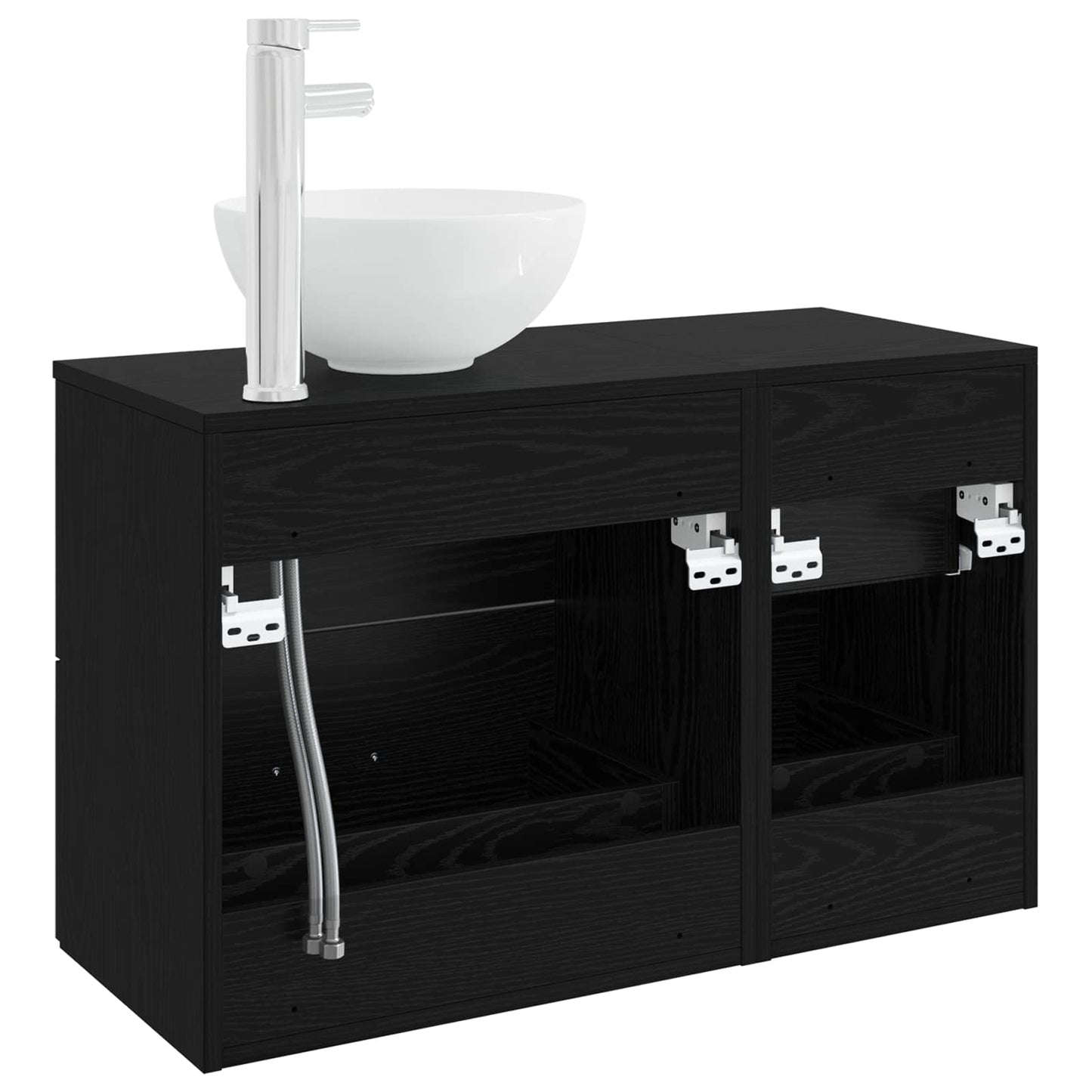 vidaXL Bathroom Furniture Set 2 pcs Black Oak Engineered Wood 5