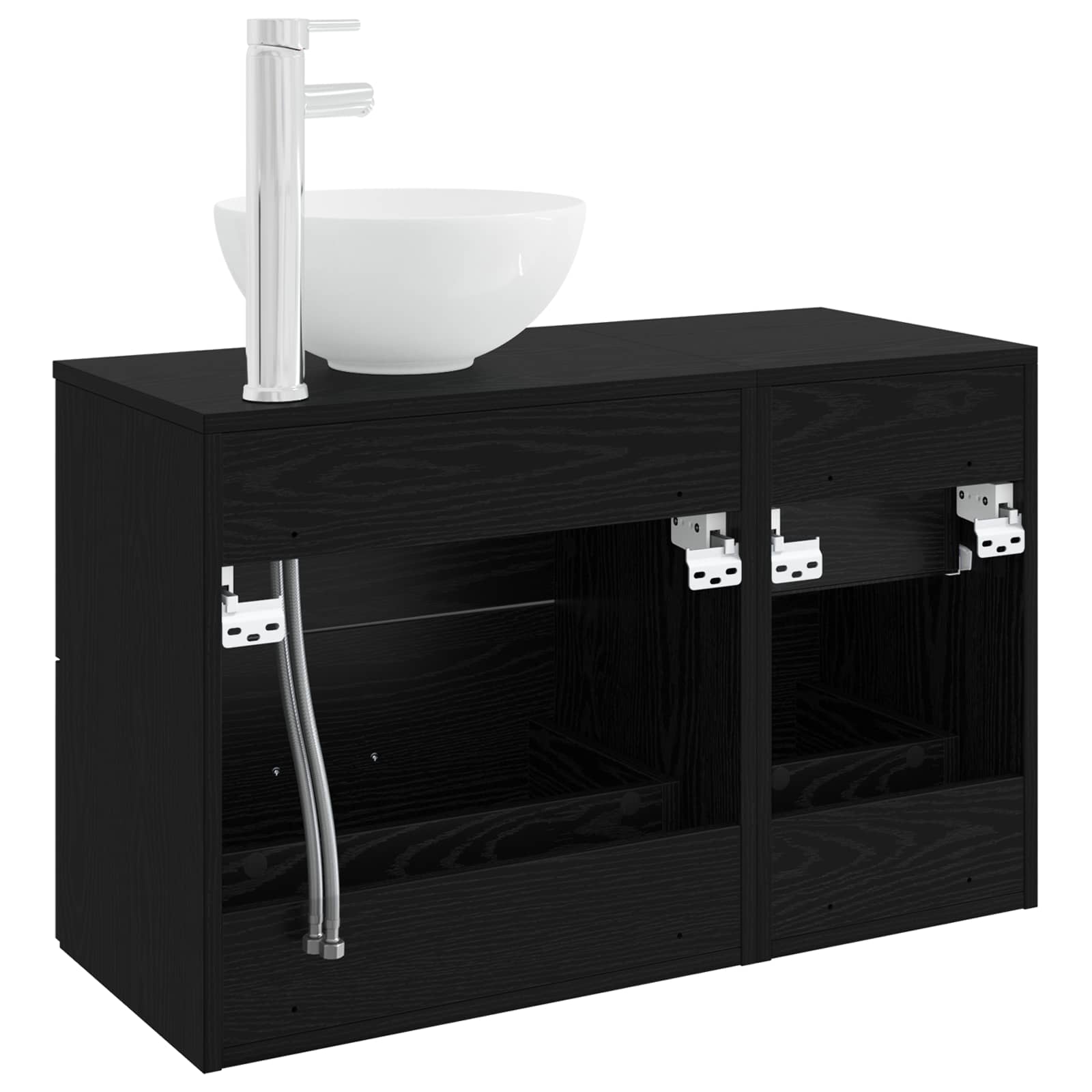 vidaXL Bathroom Furniture Set 2 pcs Black Oak Engineered Wood 5