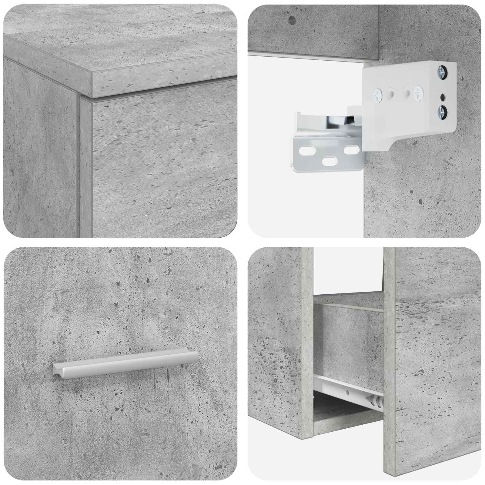 vidaXL Bathroom Furniture Set 2 pcs Concrete Grey Engineered Wood 6