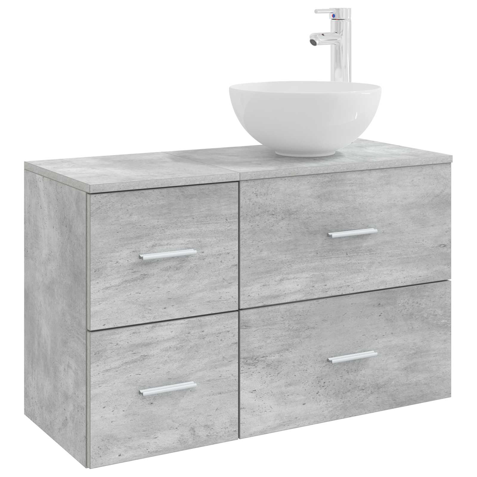 vidaXL Bathroom Furniture Set 2 pcs Concrete Grey Engineered Wood 2