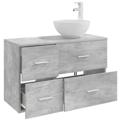 vidaXL Bathroom Furniture Set 2 pcs Concrete Grey Engineered Wood 3