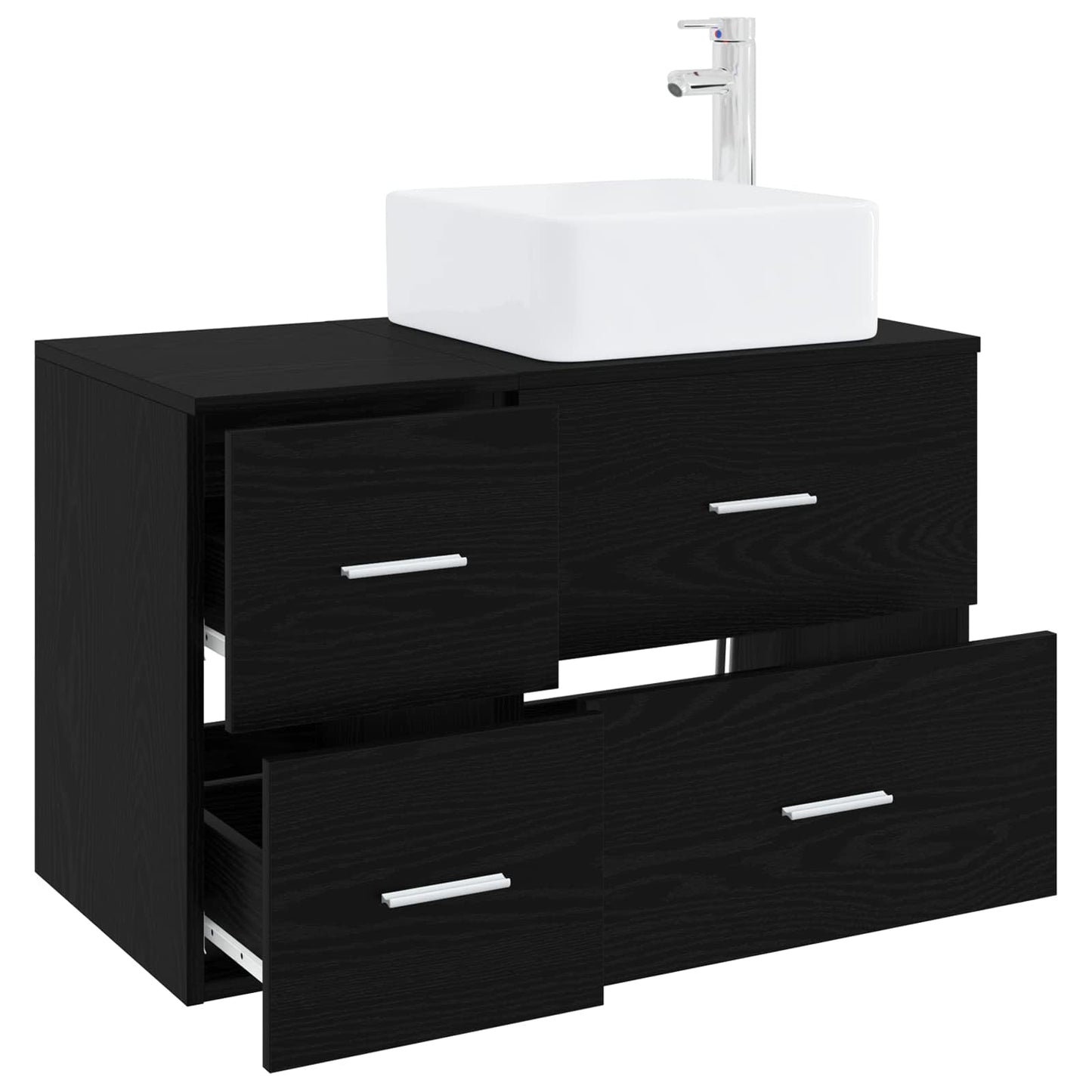 vidaXL Bathroom Furniture Set 2 pcs Black Oak Engineered Wood 3