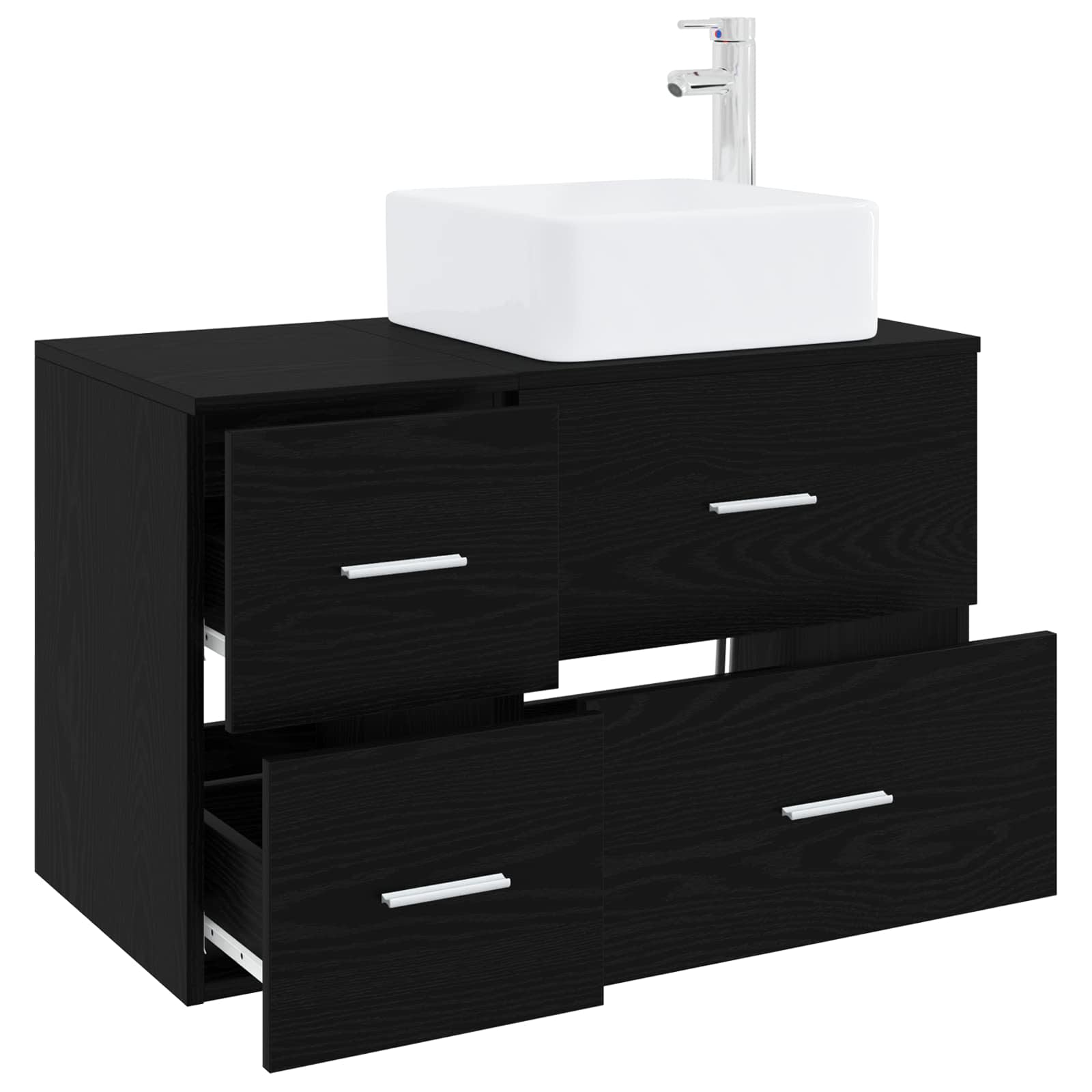 vidaXL Bathroom Furniture Set 2 pcs Black Oak Engineered Wood 3