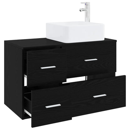 vidaXL Bathroom Furniture Set 2 pcs Black Oak Engineered Wood 3