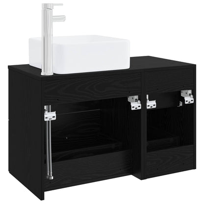 vidaXL Bathroom Furniture Set 2 pcs Black Oak Engineered Wood 5