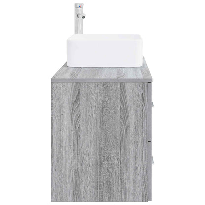 vidaXL Bathroom Furniture Set 2 pcs Grey Sonoma Engineered Wood 4