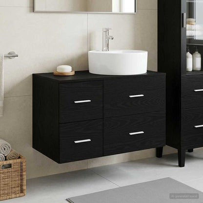 vidaXL Bathroom Furniture Set 2 pcs Black Oak Engineered Wood 1
