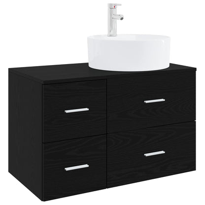 vidaXL Bathroom Furniture Set 2 pcs Black Oak Engineered Wood 2
