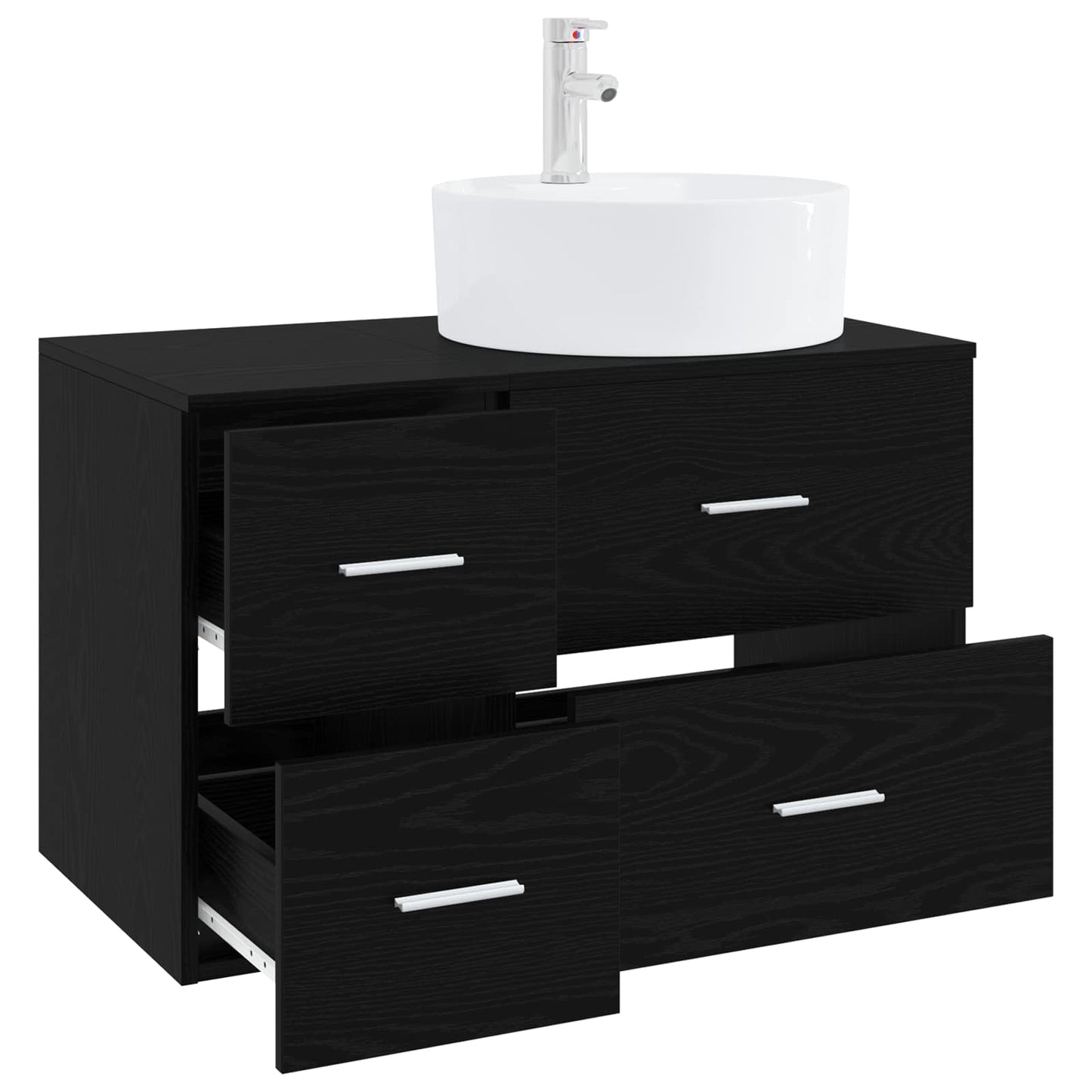 vidaXL Bathroom Furniture Set 2 pcs Black Oak Engineered Wood 3