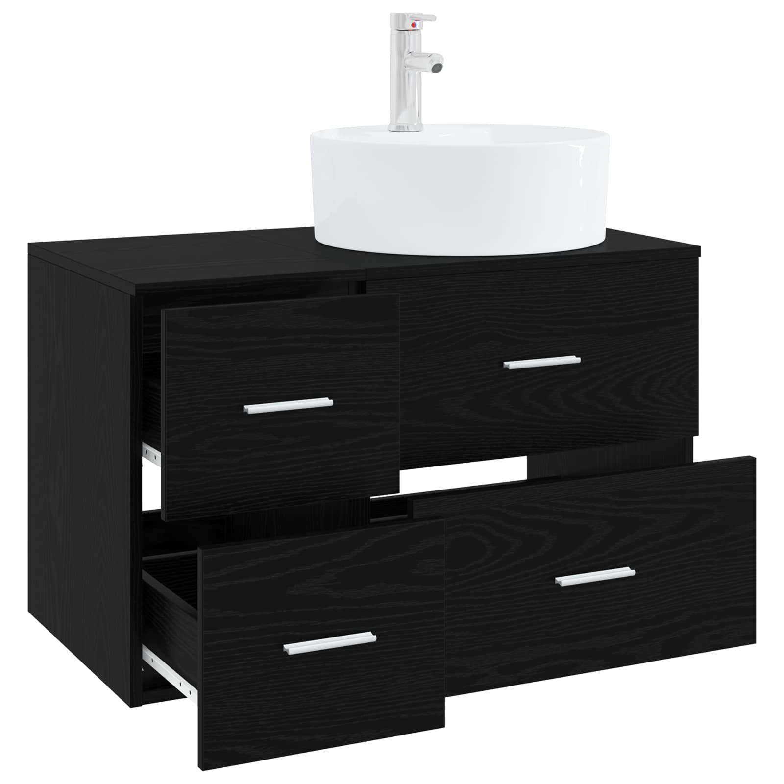 vidaXL Bathroom Furniture Set 2 pcs Black Oak Engineered Wood 3