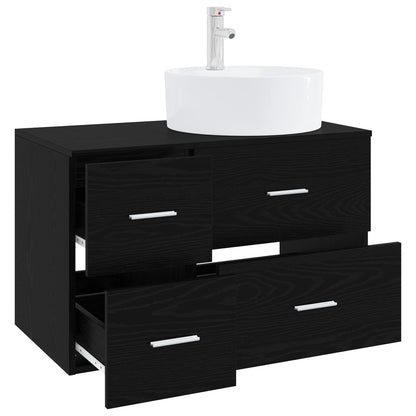 vidaXL Bathroom Furniture Set 2 pcs Black Oak Engineered Wood 3