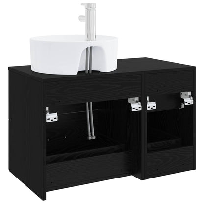 vidaXL Bathroom Furniture Set 2 pcs Black Oak Engineered Wood 5