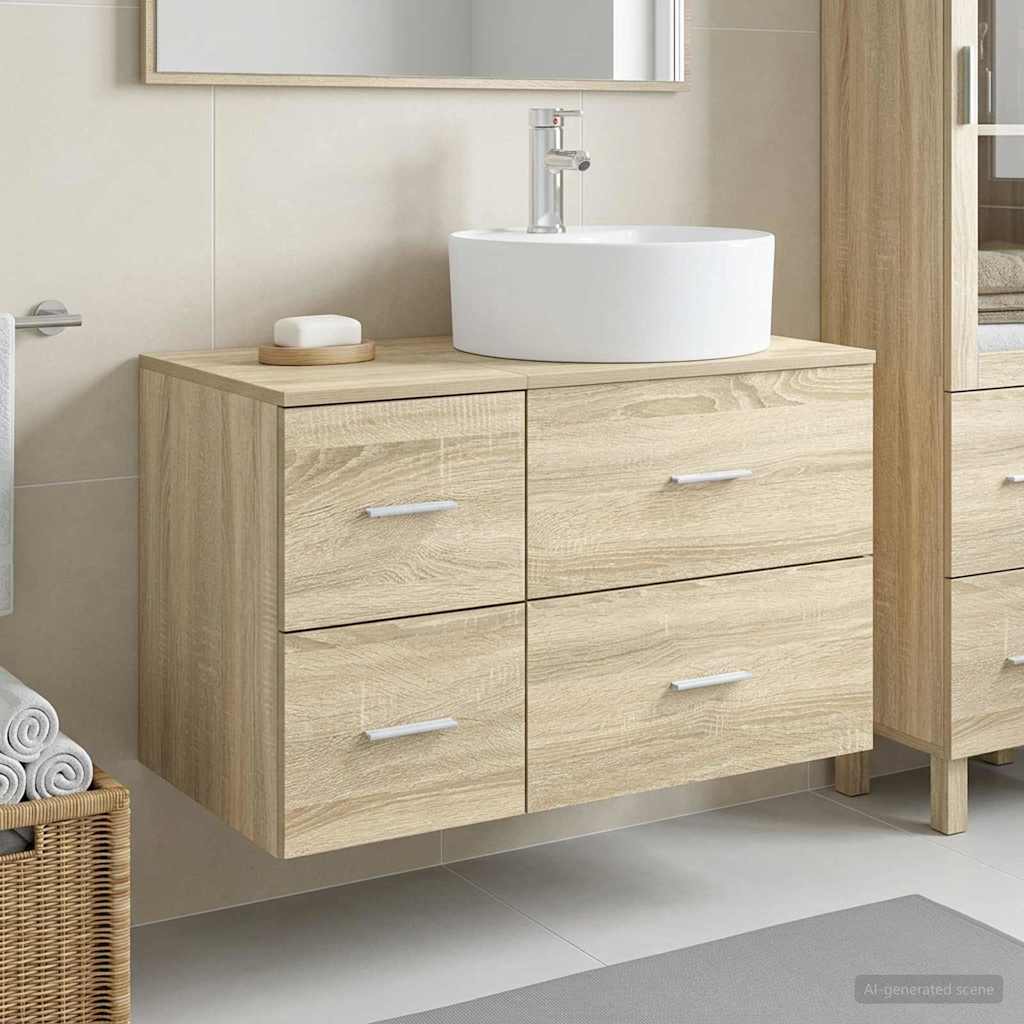 Bathroom Cabinet Set 2 pcs 79.5 x 44.5 x 82 cm Sonoma oak