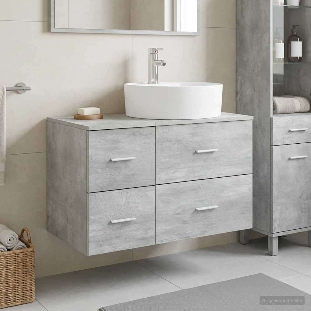Bathroom Cabinet Set 2 pcs 79.5 x 44.5 x 82 cm Concrete grey