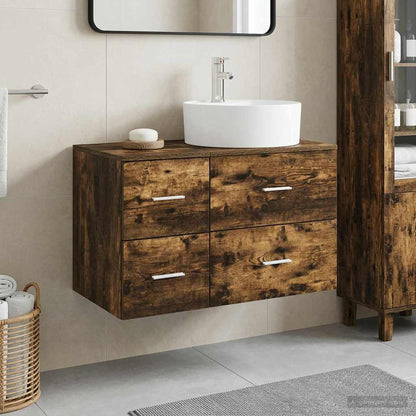 Bathroom Cabinet Set 2 pcs 79.5 x 44.5 x 82 cm Smoked oak