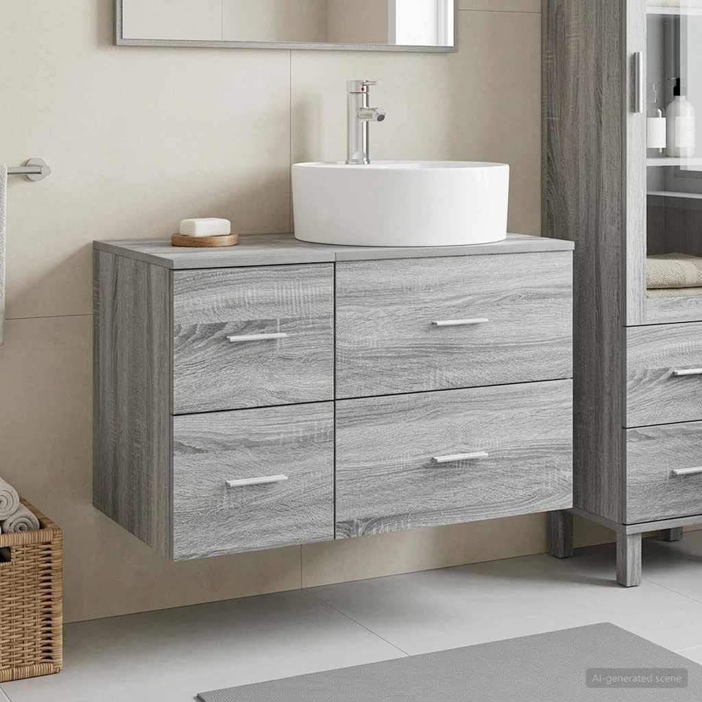 Bathroom Cabinet Set 2 pcs 79.5 x 44.5 x 82 cm Grey sonoma