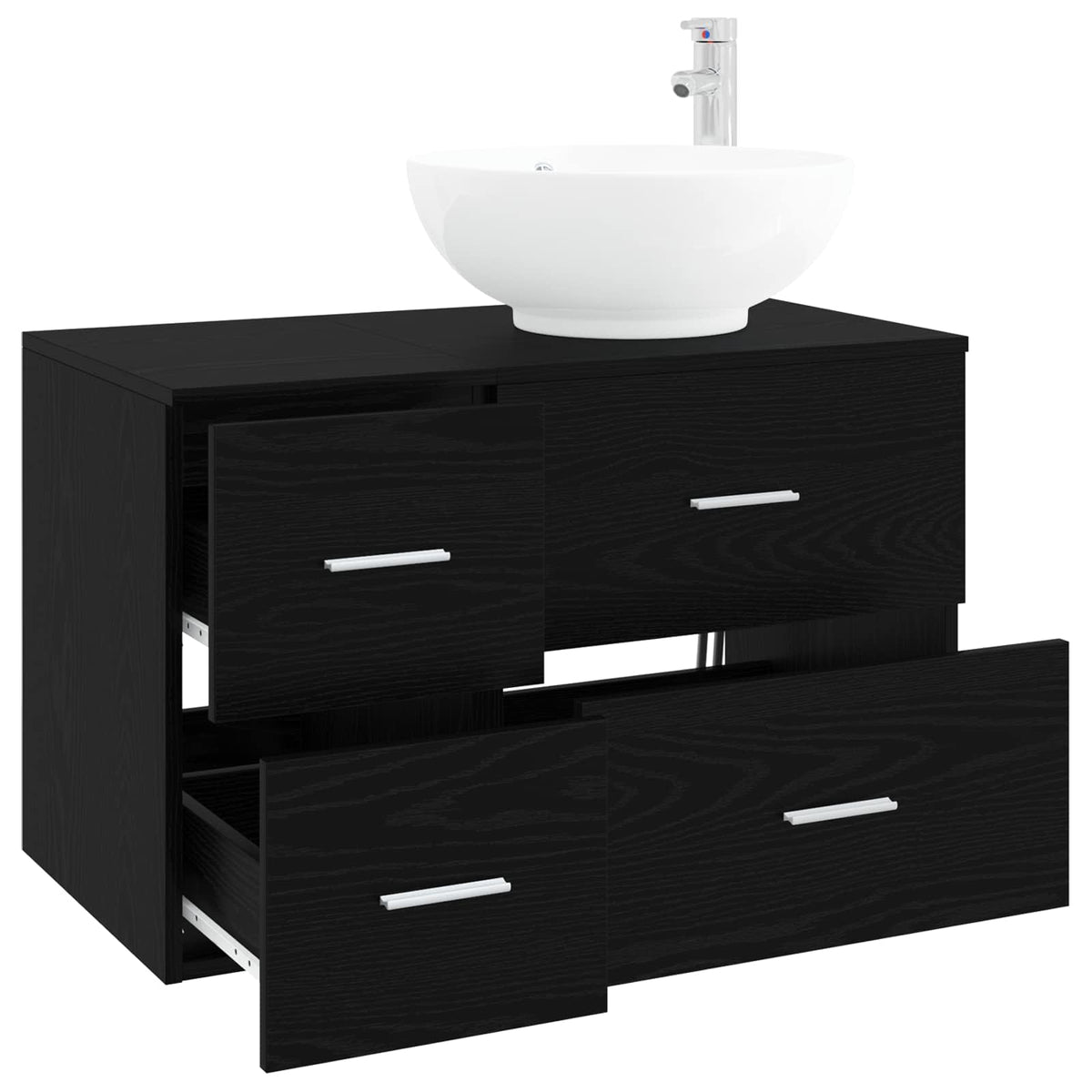 vidaXL Bathroom Furniture Set 2 pcs Black Oak Engineered Wood 3