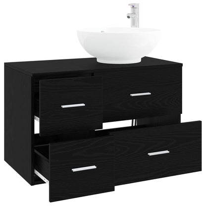 Bathroom Cabinet Set 2 pcs 79.5 x 44.5 x 80 cm Black oak