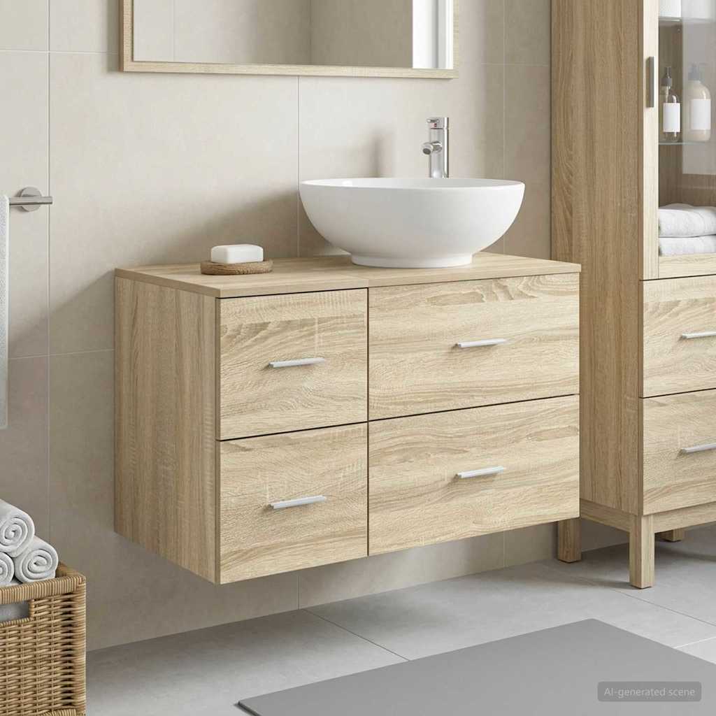 vidaXL Bathroom Furniture Set 2 pcs Sonoma Oak Engineered Wood 1