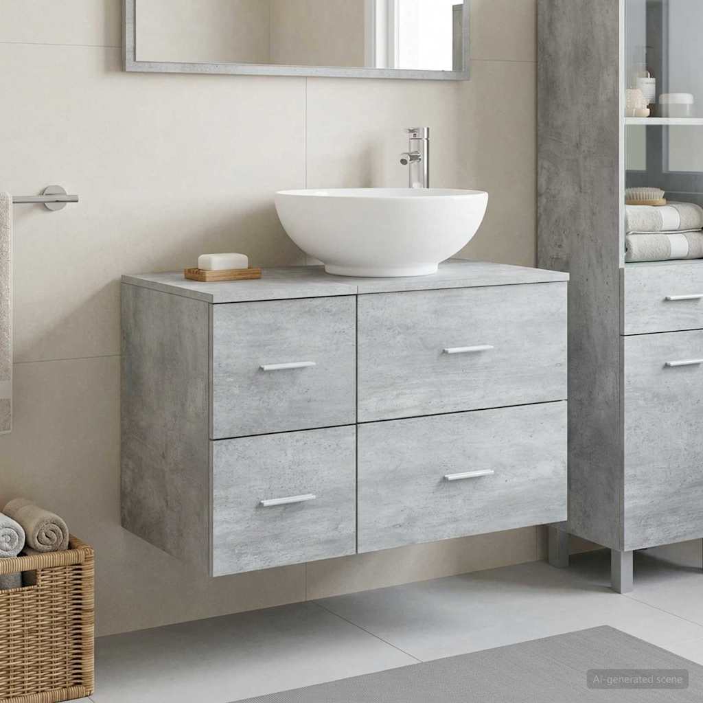 vidaXL Bathroom Furniture Set 2 pcs Concrete Grey Engineered Wood 1