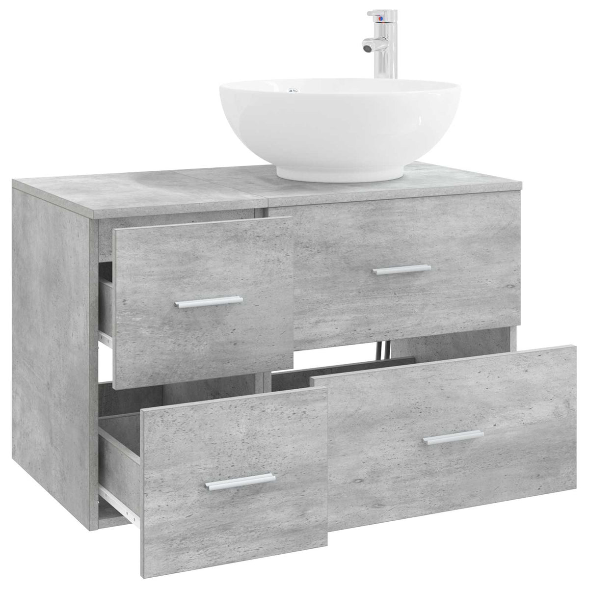 vidaXL Bathroom Furniture Set 2 pcs Concrete Grey Engineered Wood 3