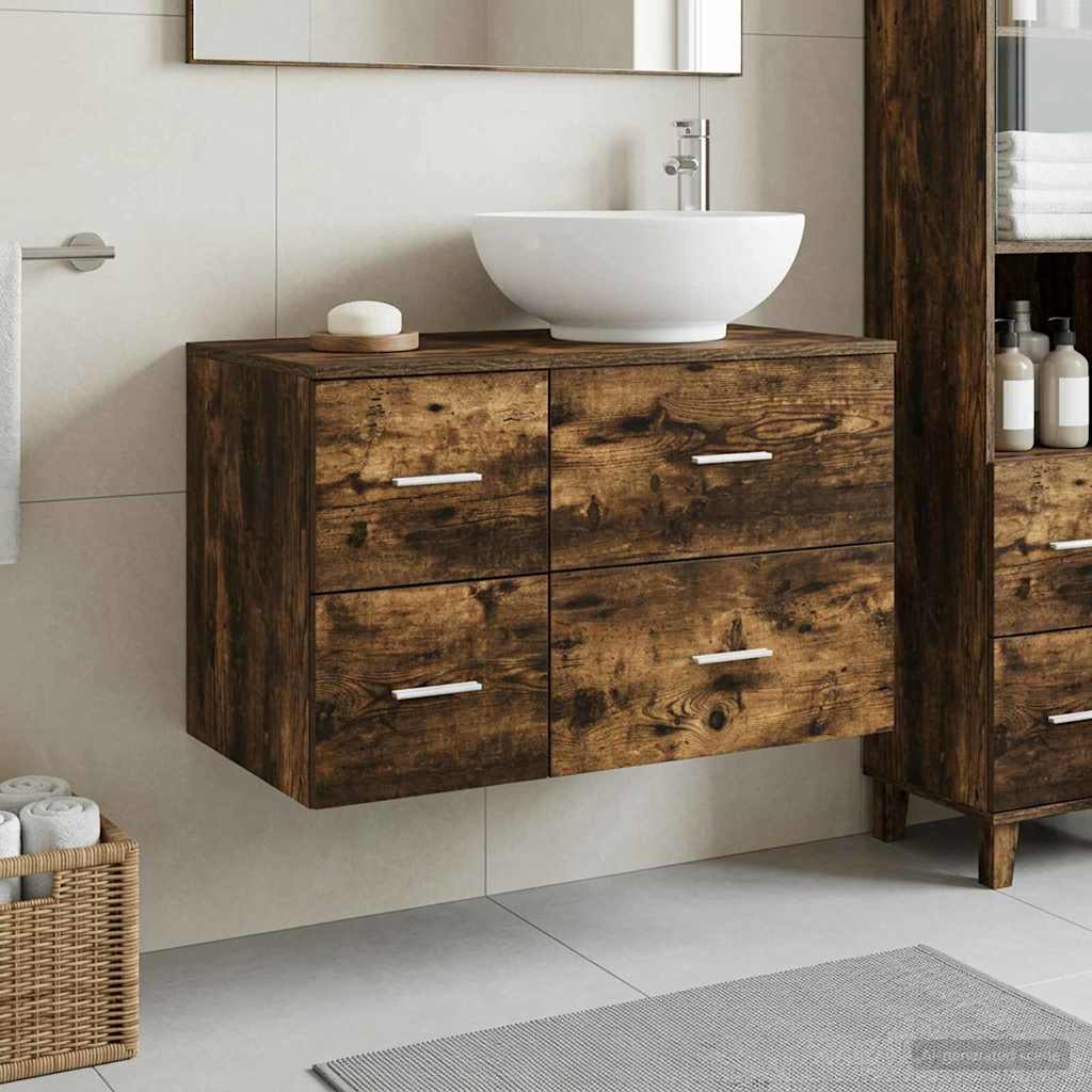 vidaXL Bathroom Furniture Set 2 pcs Smoked Oak Engineered Wood 1