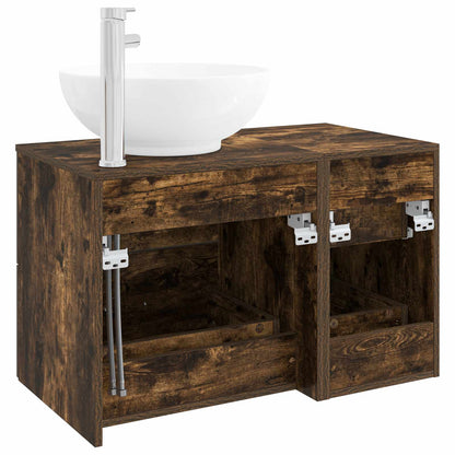 vidaXL Bathroom Furniture Set 2 pcs Smoked Oak Engineered Wood 5