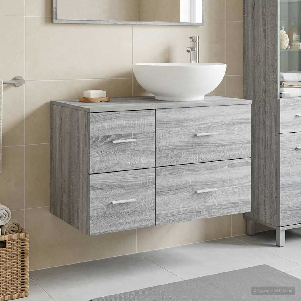 vidaXL Bathroom Furniture Set 2 pcs Grey Sonoma Engineered Wood 1