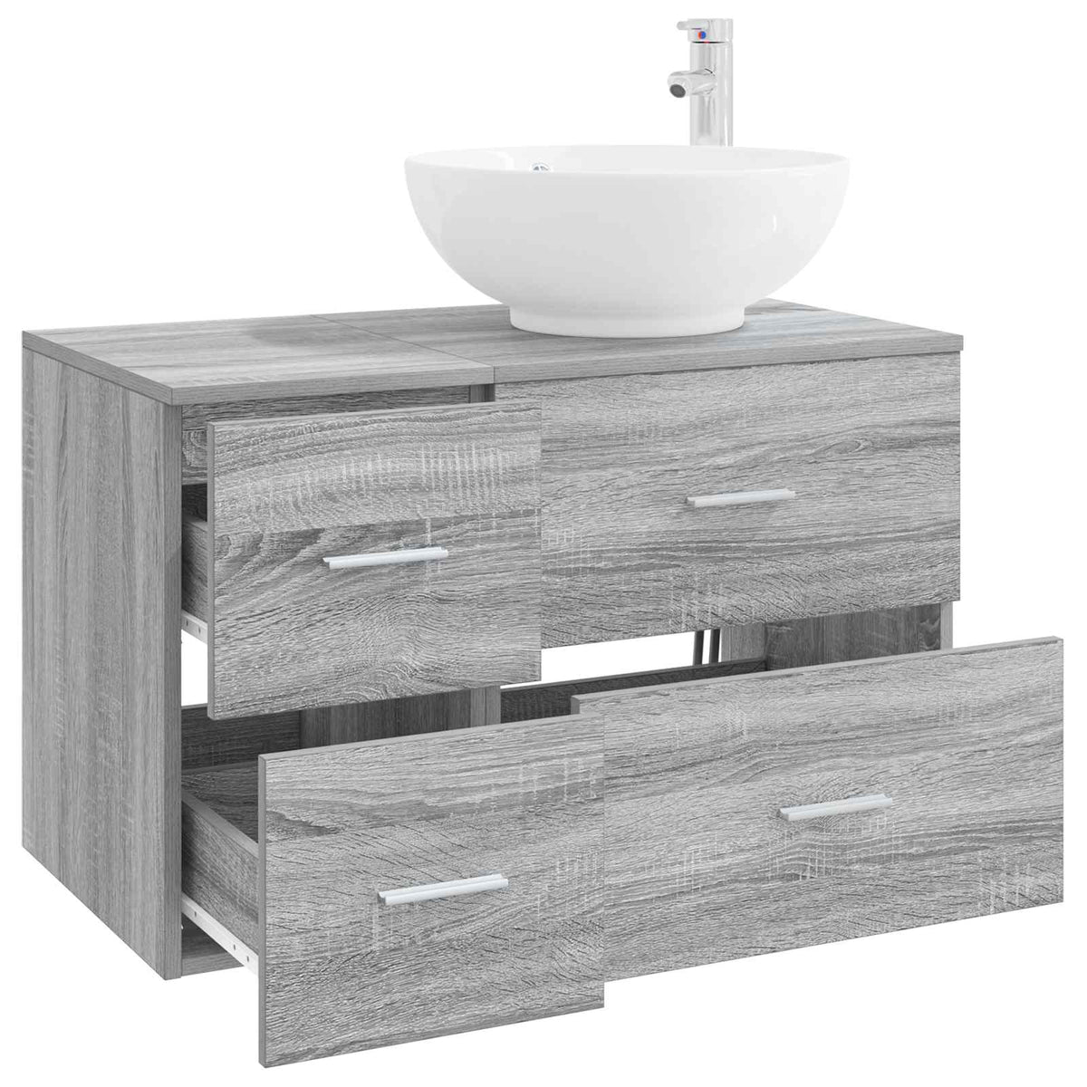 vidaXL Bathroom Furniture Set 2 pcs Grey Sonoma Engineered Wood 3