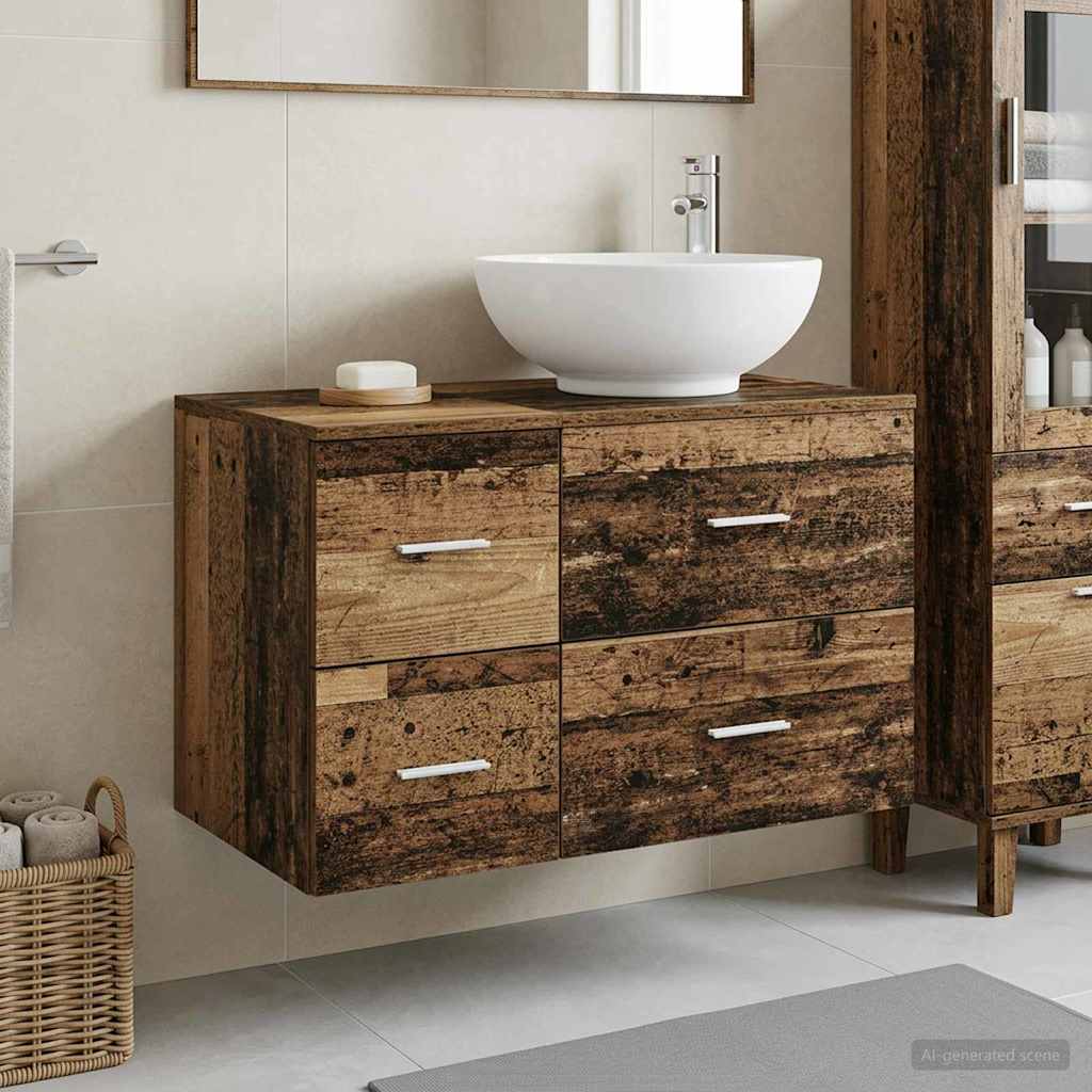 vidaXL Bathroom Furniture Set 2 pcs Old Wood Engineered Wood 1