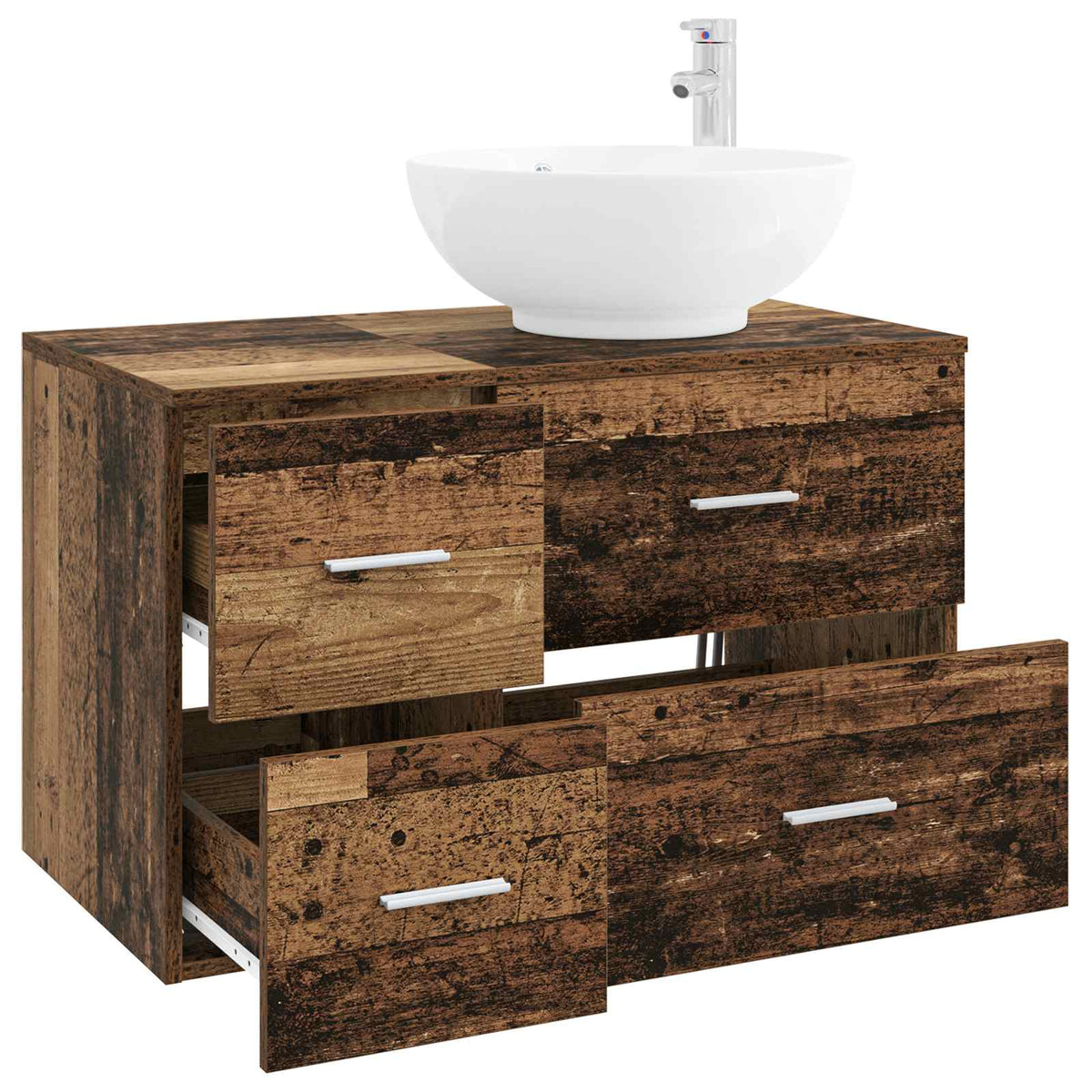 vidaXL Bathroom Furniture Set 2 pcs Old Wood Engineered Wood 3