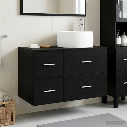 vidaXL Bathroom Furniture Set 2 pcs Black Oak Engineered Wood 1