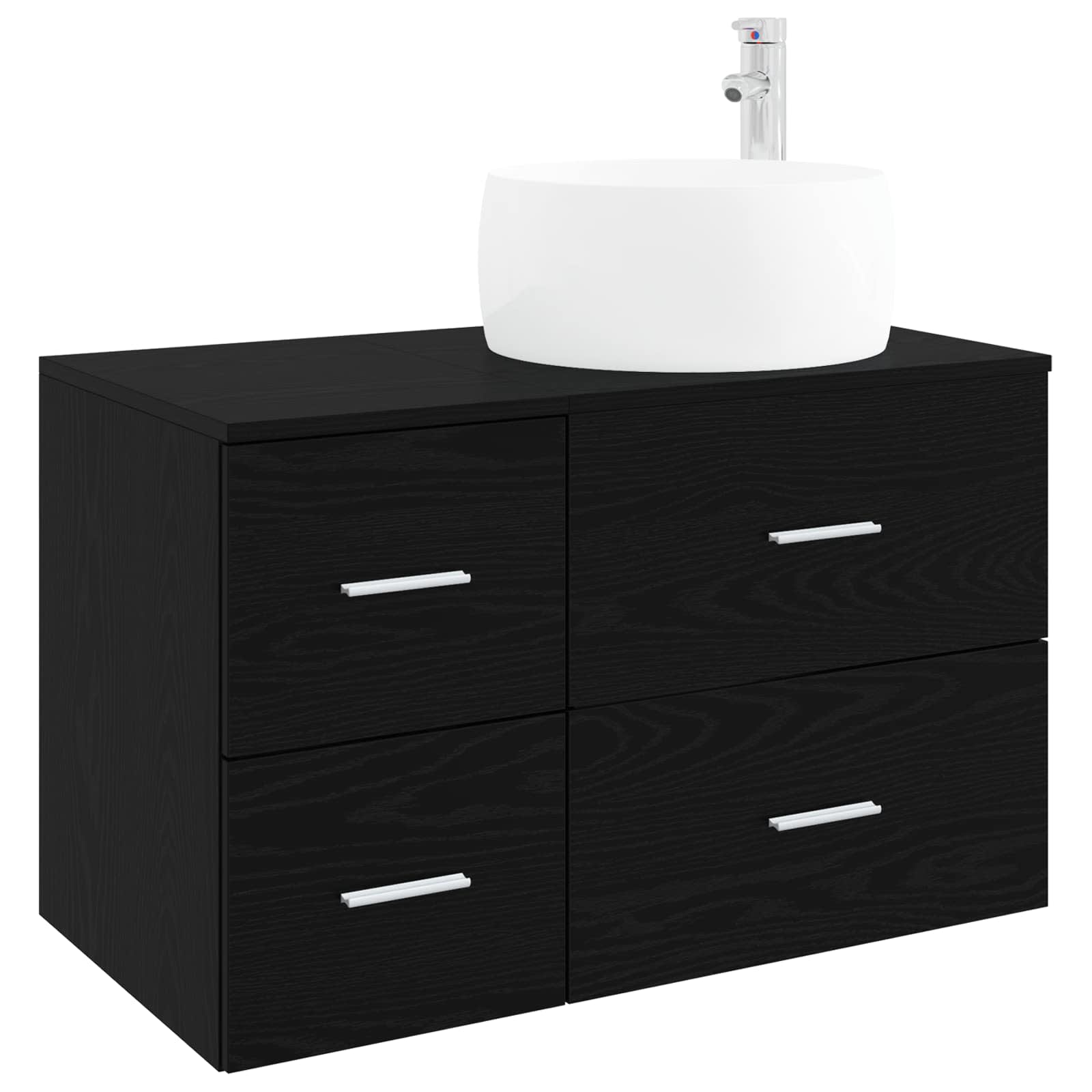 vidaXL Bathroom Furniture Set 2 pcs Black Oak Engineered Wood 2