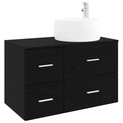 vidaXL Bathroom Furniture Set 2 pcs Black Oak Engineered Wood 2