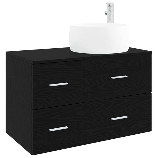 vidaXL Bathroom Furniture Set 2 pcs Black Oak Engineered Wood 2