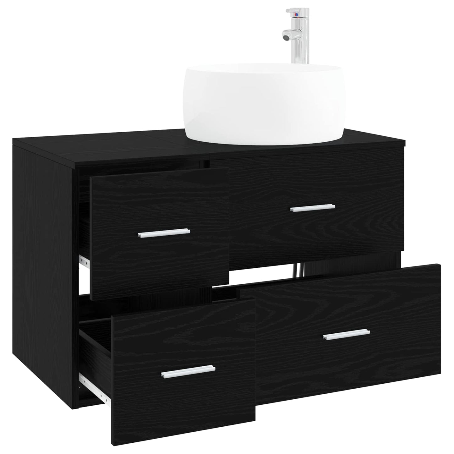 vidaXL Bathroom Furniture Set 2 pcs Black Oak Engineered Wood 3