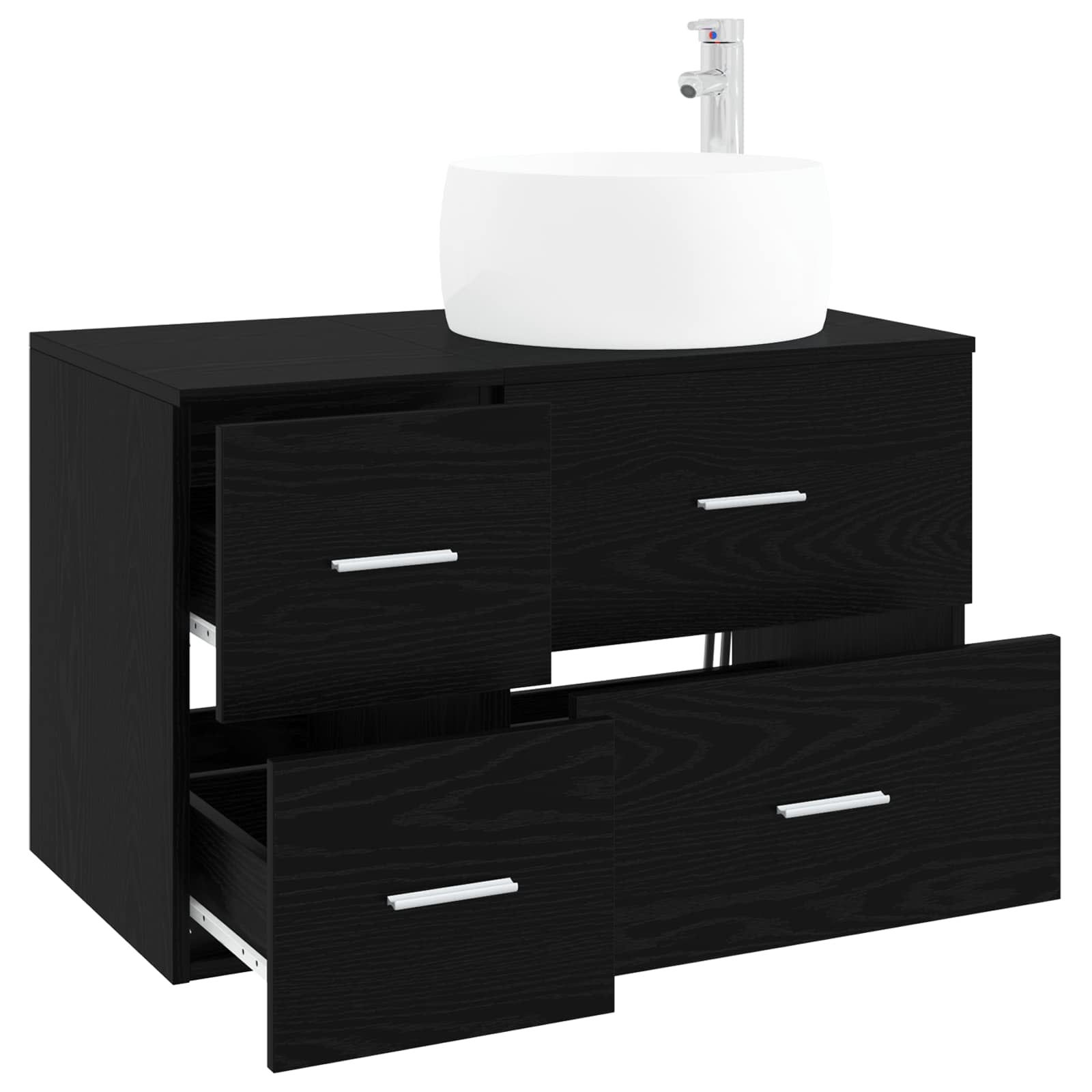 vidaXL Bathroom Furniture Set 2 pcs Black Oak Engineered Wood 3