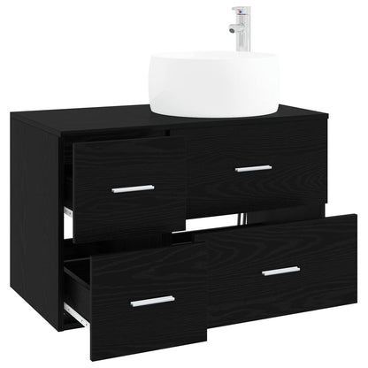 vidaXL Bathroom Furniture Set 2 pcs Black Oak Engineered Wood 3